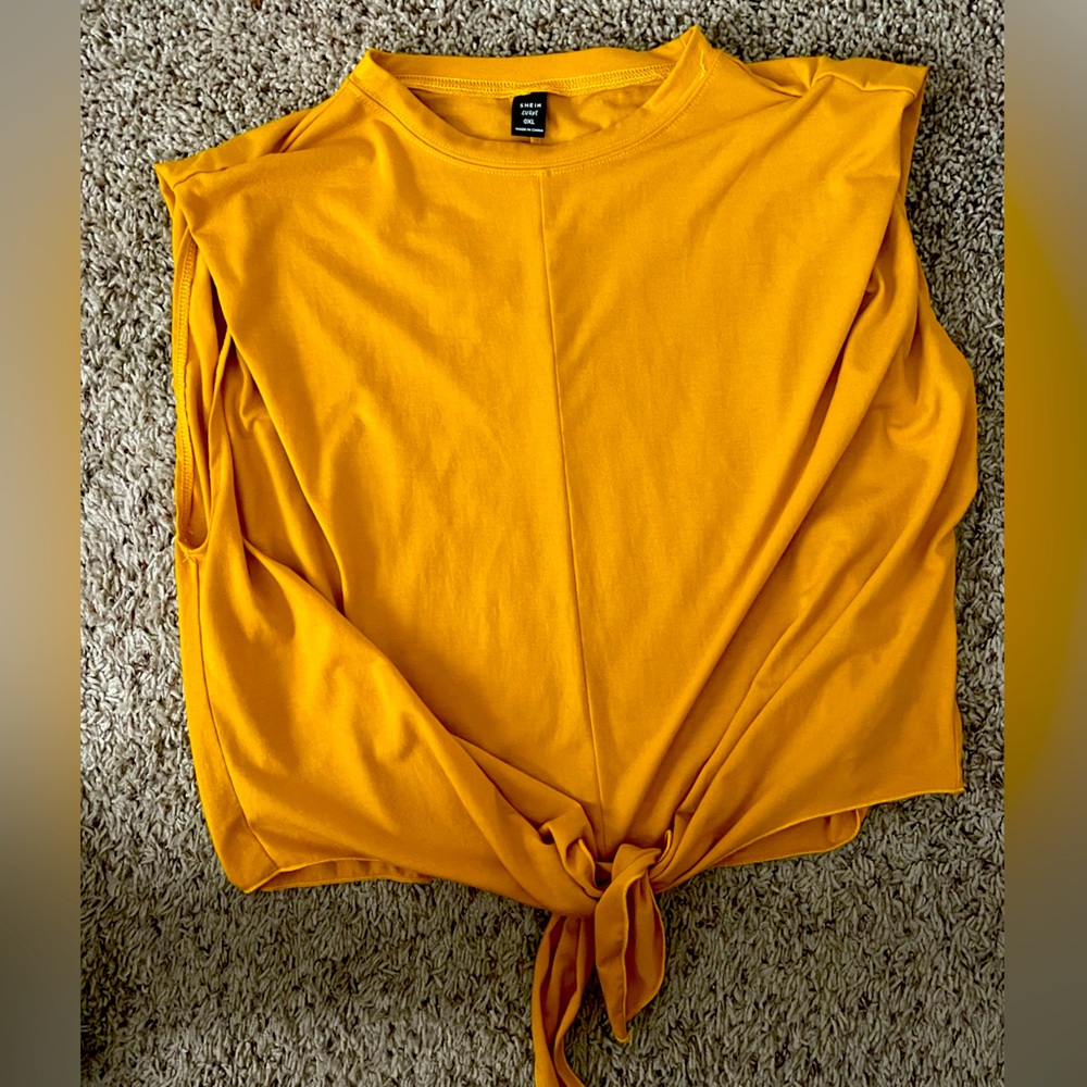 Yellow Sleeveless Tie-Front Top